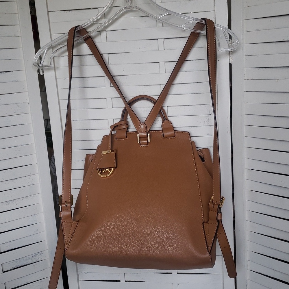 Michael Kors Remi Tan Leather Backpack - Picture 2 of 8